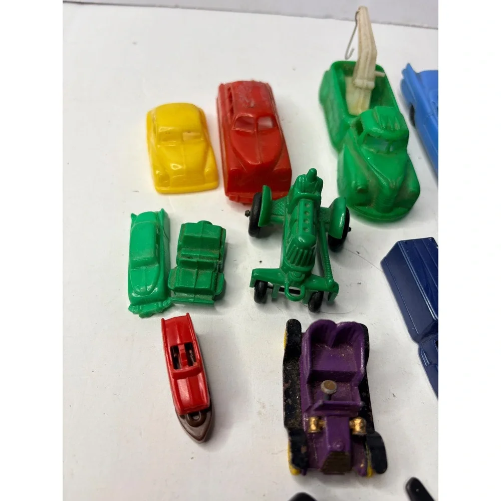 Vintage Mixed Toy Vehicle Lot 16pc Plastic Diecast Cars Truck Tractor USAF Plane